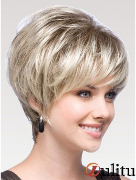 Capless Straight Layered Short 8  inchPerruques de cheveux humains modernes