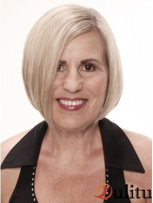 Perruques blondes droites remy monofilament platinum blonde