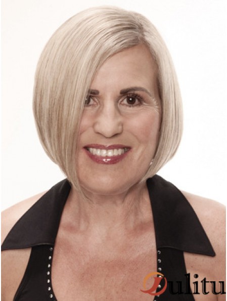 Perruques blondes droites remy monofilament platinum blonde