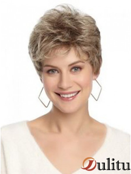 Lace Front Wavy Layered Short 8 pouces Coiffures Perruques de cheveux humains