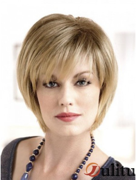 Lace Front Straight Layered Short 8 pouces Top Perruques de cheveux humains