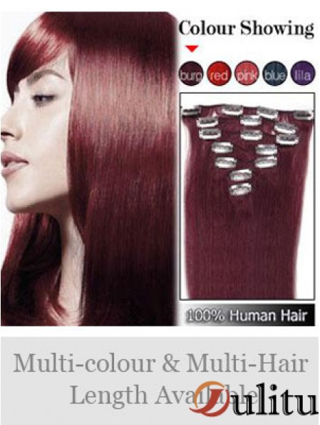 Pince à cheveux lisse rouge lisse Remy dans les extensions de cheveux