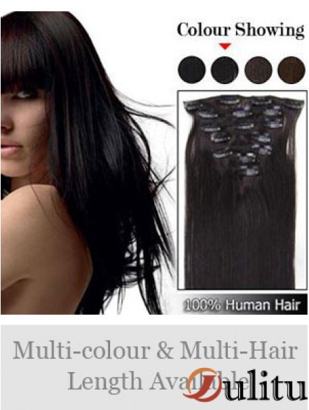 Pas cher Brown Straight Remy Hair Clip dans les extensions de cheveux