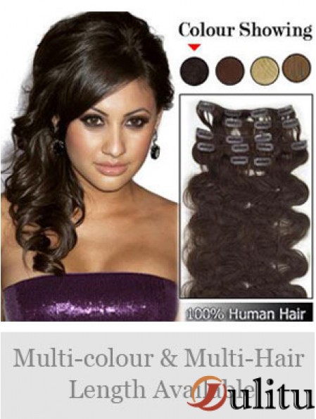 Pince à cheveux ondulée brune moderne Remy dans les extensions de cheveux