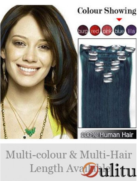 Clip dans les extensions de cheveux humains Style droit couleur noire