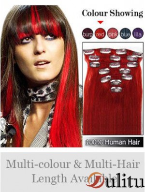 Pince à cheveux rouge Remy droite supérieure dans les extensions de cheveux