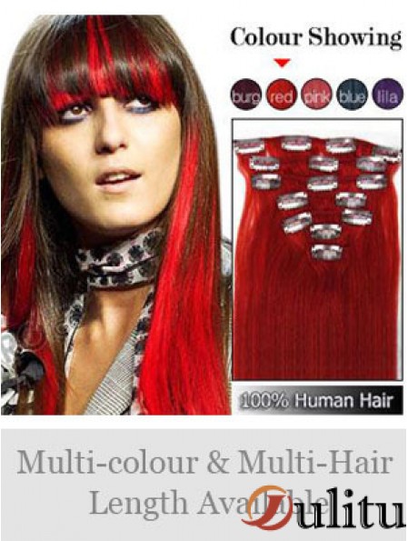 Pince à cheveux rouge Remy droite supérieure dans les extensions de cheveux