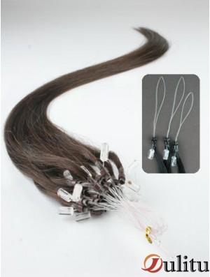 Extensions de cheveux d'anneau de micro boucle droite brun exquis