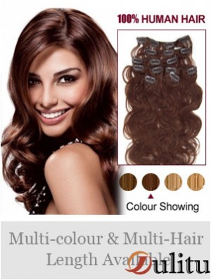En ligne Auburn Wavy Remy Hair Clip dans les extensions de cheveux