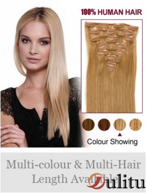 Top Blonde Straight Remy Hair Clip dans les extensions de cheveux