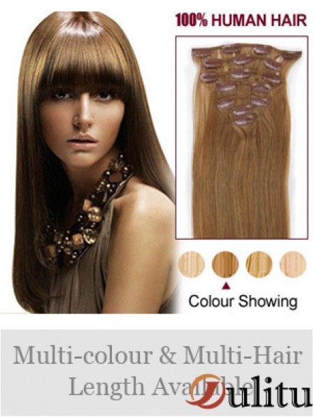 Coiffures Brown Straight Remy Hair Clip dans les extensions de cheveux