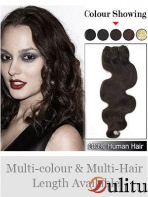 Extensions de trame ondulées brunes de cheveux humains remy ondulés