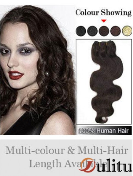 Extensions de trame ondulées brunes de cheveux humains remy ondulés