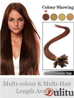 Auburn Straight Hairstyles Nail / U Tip Hair Extensions