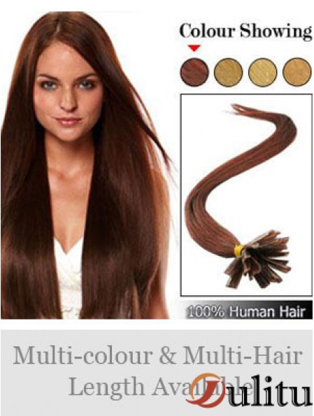 Auburn Straight Hairstyles Nail / U Tip Hair Extensions