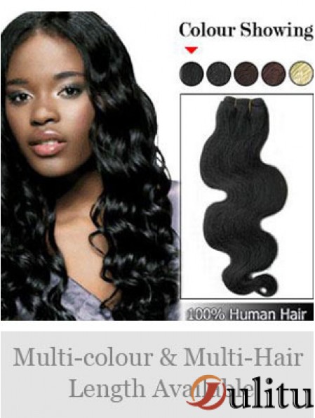Extensions de trame étonnantes noires de cheveux humains remy ondulés