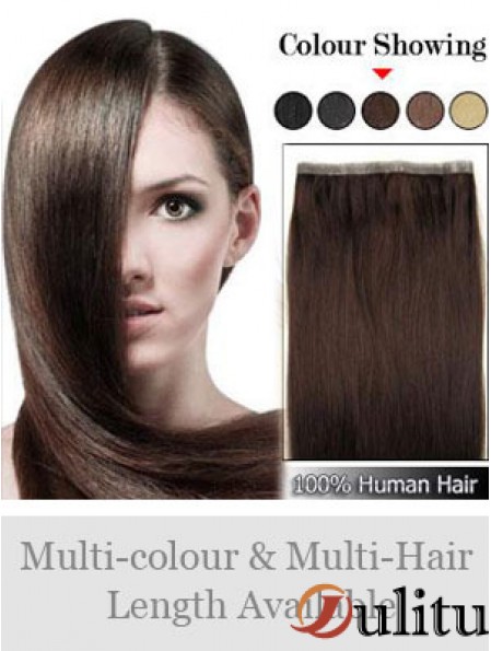 Extensions de trame les moins chères de cheveux humains Remy droits bruns