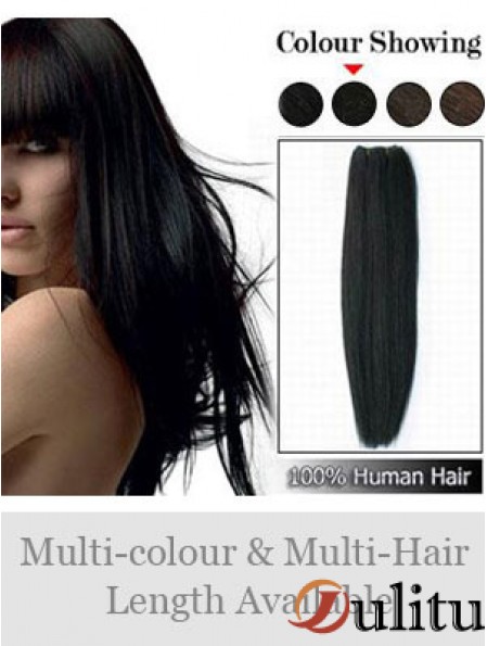 Prolongements confortables noirs de trame de cheveux humains droits de Remy