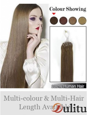 Extensions de cheveux d'anneau de micro boucle droite brun fabuleux