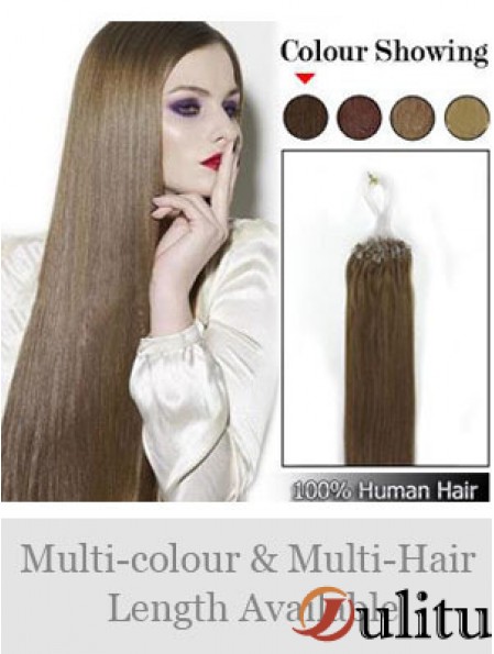 Extensions de cheveux d'anneau de micro boucle droite brun fabuleux