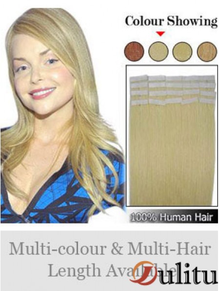 Bande de cheveux humains remy à la mode droite blonde dans les extensions de cheveux