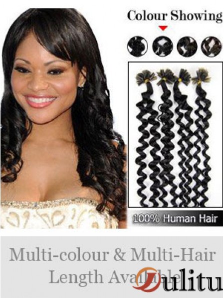 Extensions de cheveux à la mode Curly Black Curly Nail / U Tip