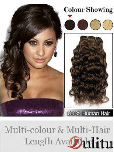 Extensions de trame en ligne de cheveux humains bruns bouclés et remy