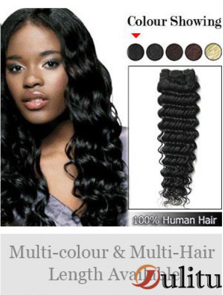 Extensions de trame conçues pour les cheveux humains noirs ondulés Remy