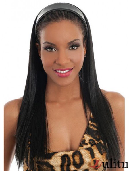 Chutes de cheveux raides synthétiques noires No-Fuss