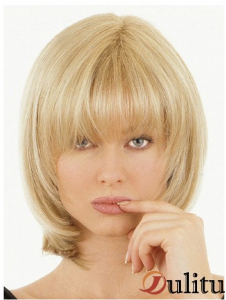 Demi perruques avec Remy Straight Style Blonde Color