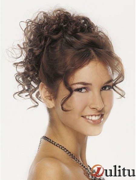 Clip sur les postiches pour les femmes Style brun bouclé de couleur avec synthétique