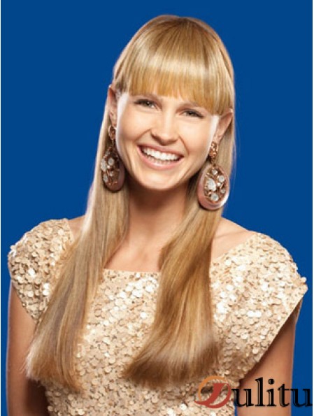 Fashion Blonde Clip synthétique droite en postiches