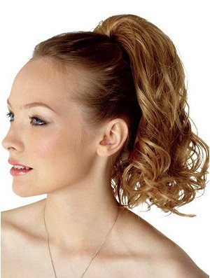 Top Clip synthétique bouclé brun en postiches