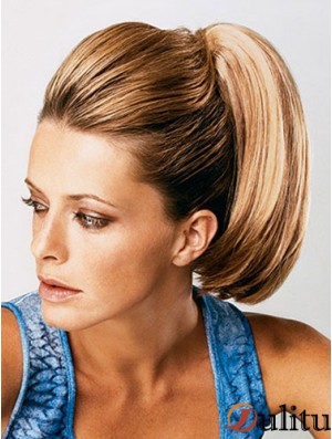 Extensions de queue de cheval style droit avec couleur marron synthétique