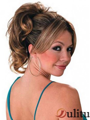Prolongements de cheveux de queue de cheval avec la couleur brune ondulée synthétique de style